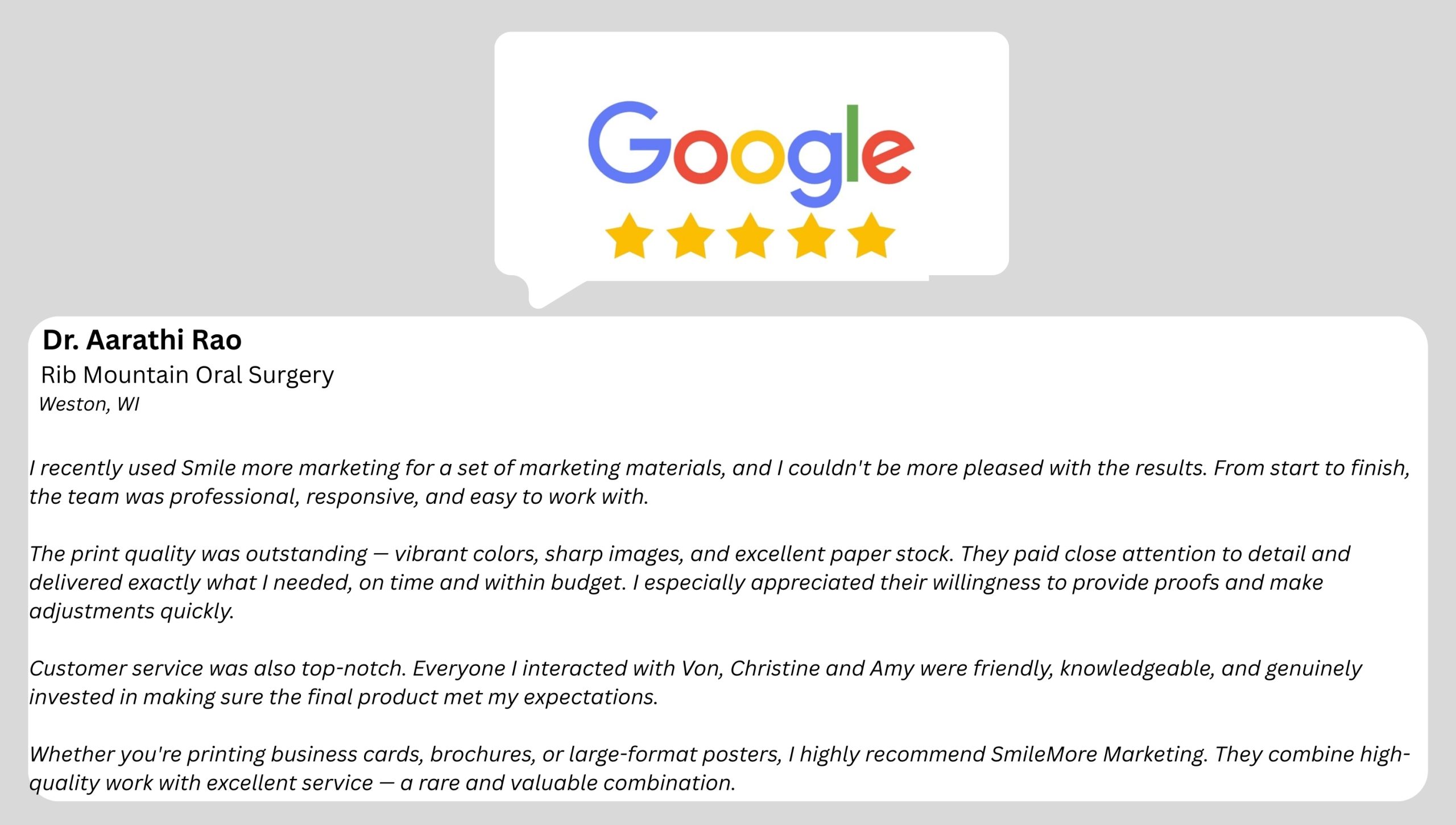 Google Review Oral Surgery - Rao Oral Surgery Google Review